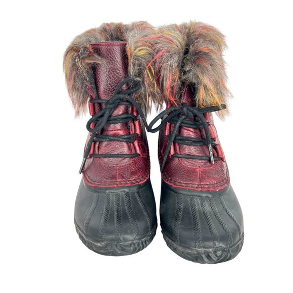 Sorel Out N About Cashmere-Lined Lux Duck Boots Burgundy Red Size 8 - Picture 4 of 11